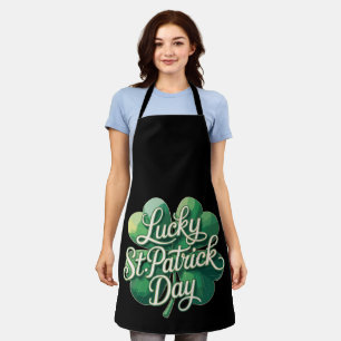 Lucky St. Patrick's Day Vintage Typography Four Apron