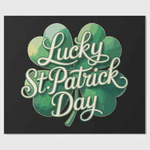 Lucky St. Patrick's Day Vintage Typography Four   Wrapping Paper
