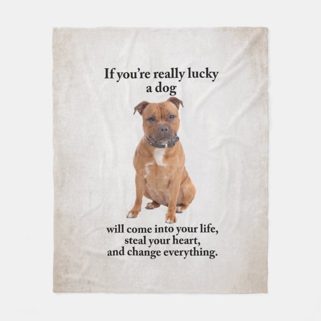 Lucky Staffie Fleece Blanket (Front)