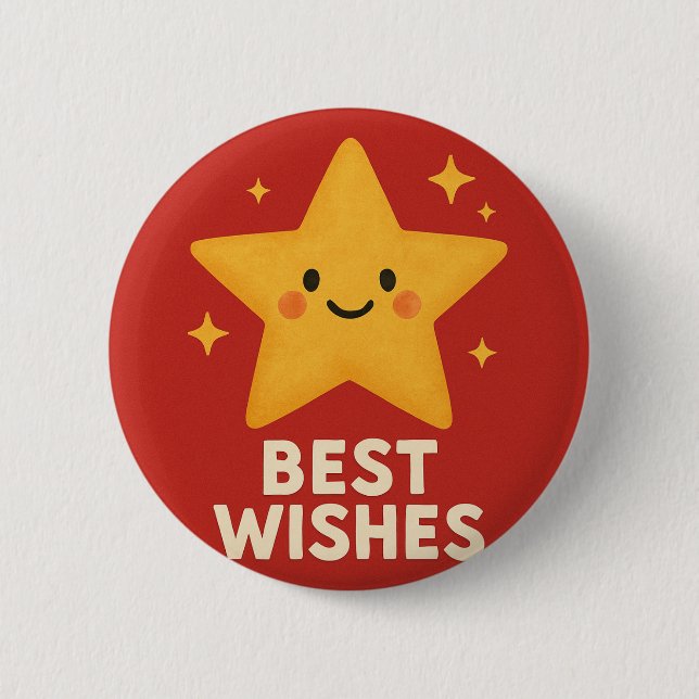 Lucky Star - Best Wishes 6 Cm Round Badge (Front)