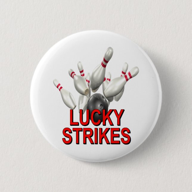 Lucky Strikes Bowling 6 Cm Round Badge (Front)