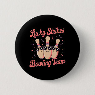 Lucky Strikes Women Or Girls Bowling Team 6 Cm Round Badge