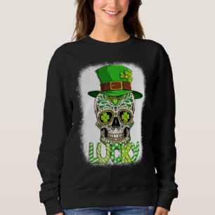 Lucky Sugar Skull Leprechaun Hat St Patrick's Day  Sweatshirt