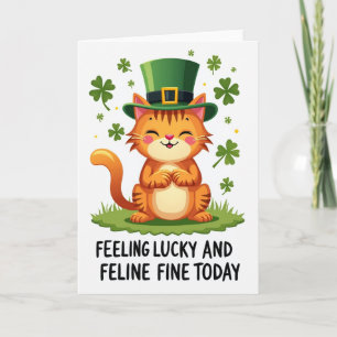 Lucky Tabby Cat Greeting Card
