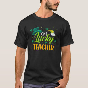 Lucky Teacher Green Four Leaf Clover Patrick's Day T-Shirt