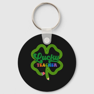 Lucky Teacher Shamrock St Patricks Day Key Ring