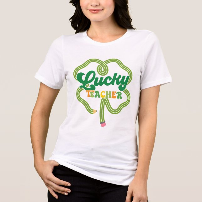Lucky Teacher St. Patrick’s Day | Cute Irish Class Tri-Blend Shirt (Front)