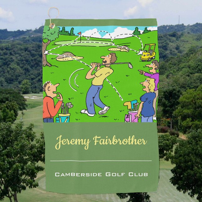 Lucky tee-off -  Funny Golf Cartoon Golf Towel (Creator Uploaded)