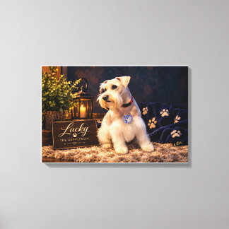 Lucky the Gentleman Schnauzer Pet Portrait Canvas Print