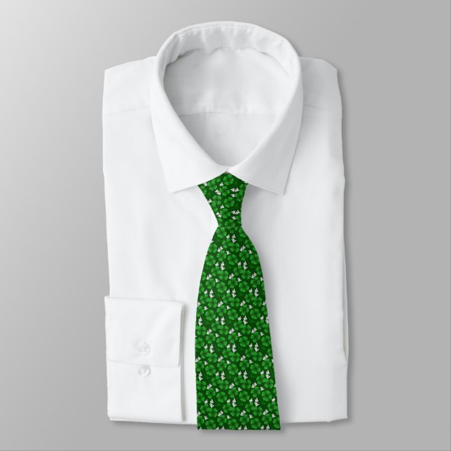 Lucky Tie Lucky Necktie 4 Leaf Clover Tie (Tied)