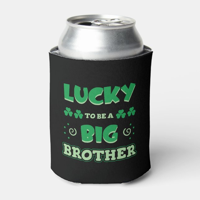 Lucky To Be A Big Brother St. Patrick's Day Can Cooler (Can Front)