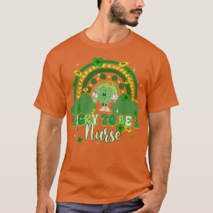 Lucky To Be A Nurse Retro Groovy Rainbow St Patric T-Shirt