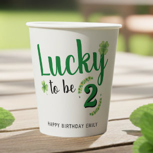 Lucky to be St Patrick's Day Clover Kids Birthday Paper Cups