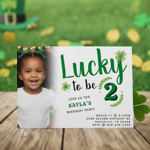 Lucky to be St Patrick's Day Photo Kids Birthday Invitation