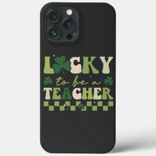 Lucky To Be Teacher Groovy Retro St Patrick's Day iPhone 13 Pro Max Case