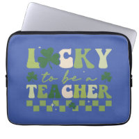 Lucky To Be Teacher Groovy Retro St Patrick's Day