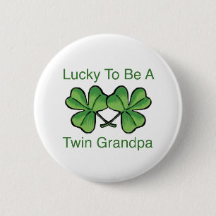 Lucky To Be Twin Grandpa 6 Cm Round Badge