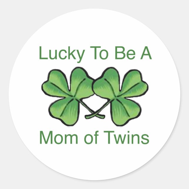 Lucky To Be Twin Mum Classic Round Sticker (Front)