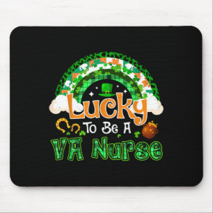 Lucky To Be Va Nurse Shamrock Rainbow St Patricks Mouse Pad