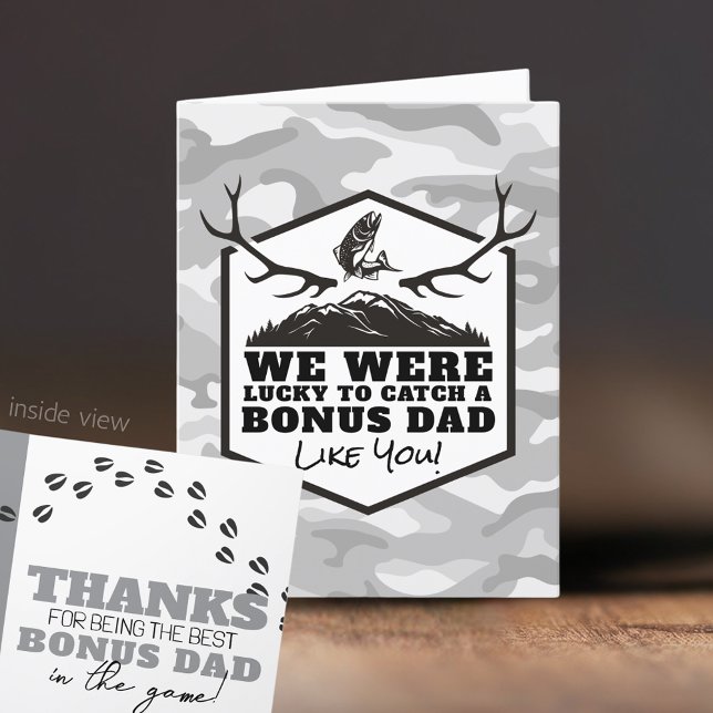 Lucky to Catch a Bonus Dad Like You Thank You Card (We Were Lucky to Catch You Folding Card for the bonus dad in your life!)