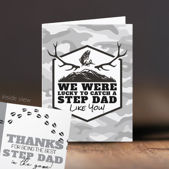 Lucky to Catch a Dad / Step Dad / Grandpa Like You Thank You Card (We Were Lucky to Catch You Folding Card for Dad, Step Dad, Papa, Grandpa & More! Personalize it)