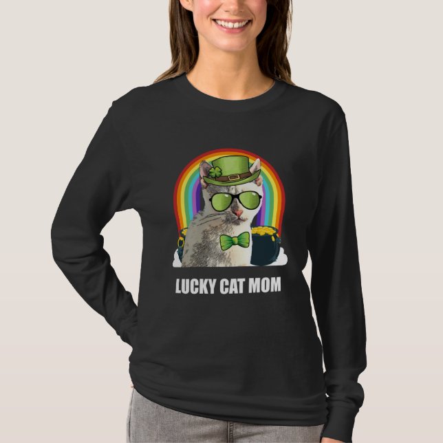 Lucky Tonkinese Cat Mom St Patricks Day T-Shirt (Front)