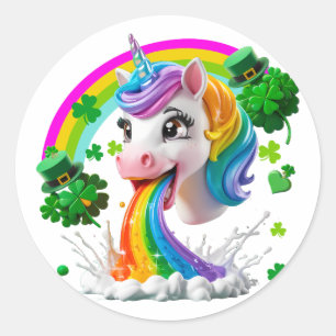 Lucky Unicorn Shamrock St Patricks Day Lepricorn Classic Round Sticker