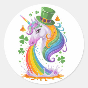 Lucky Unicorn Shamrock St Patricks Day Lepricorn Classic Round Sticker