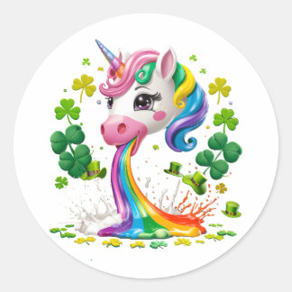 Lucky Unicorn Shamrock St Patricks Day Lepricorn Classic Round Sticker