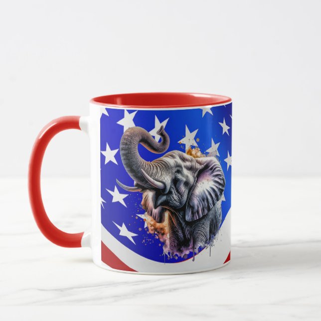 Lucky USA Elephant Mug by NickysArt (Left)