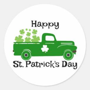 Lucky Vibes – Happy St. Patrick’s Day! 🍀✨ Classic Round Sticker