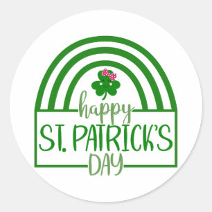 Lucky Vibes – Happy St. Patrick’s Day! 🍀✨ Classic Round Sticker