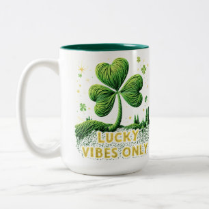 Lucky Vibes Only Yarn Clover St. Patrick’s Day Two-Tone Coffee Mug