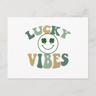 Lucky Vibes Retro St Patrick's Day Irish Shamrock Postcard