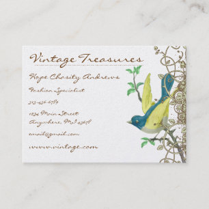 Lucky Vintage Blue and Yellow Swirl Design Business Card