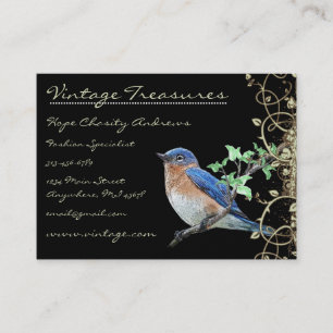 Lucky Vintage Bluebird Swirl Design Business Card
