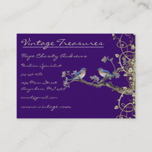Lucky Vintage Bluebirds Swirl Design Business Card
