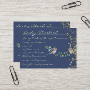 Lucky Vintage Bluebirds Swirl Design Business Card