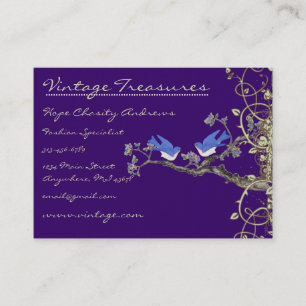 Lucky Vintage Bluebirds Swirl Design Business Card