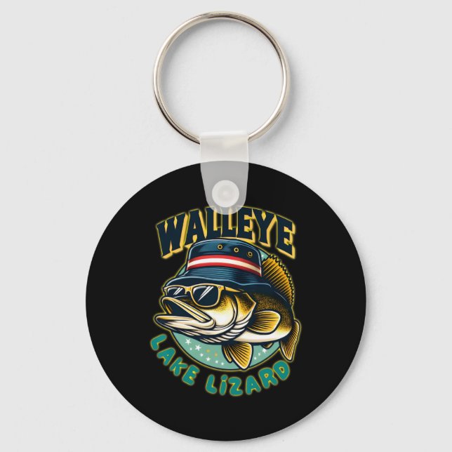 Lucky Walleye Lake Lizard Fishing  Key Ring (Front)
