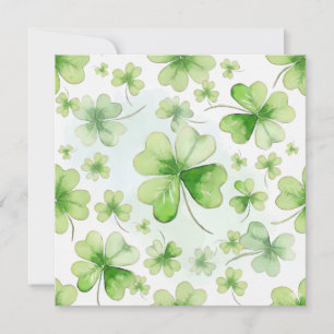 Lucky Watercolor Four Leaf Clover Irish Mom Dad Holiday Card