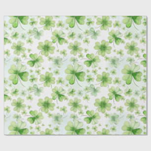 Lucky Watercolor Four Leaf Clover Irish Mom Dad Wrapping Paper