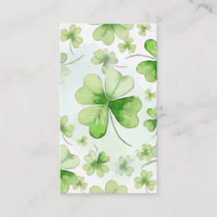 Lucky Watercolor Four Leaf Clover Irish Mum Dad Business Card