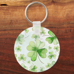 Lucky Watercolor Four Leaf Clover Irish Mum Dad Key Ring