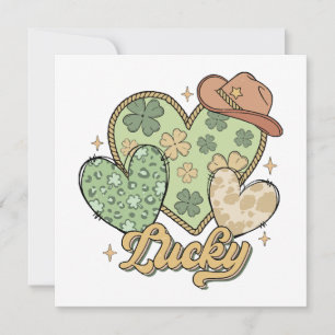Lucky Western St Patricks Day Heart Shamrock Irish Invitation