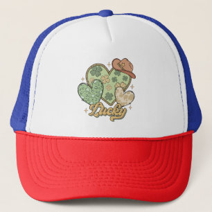 Lucky Western St Patricks Day Heart Shamrock Irish Trucker Hat