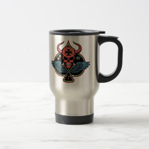 Lucky Winged Maltese Devil Skull of Spades Travel Mug