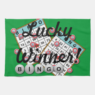 Lucky Winner Bingo Theme Tea Towel