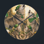 Lucky Wolf Pack – St. Patrick’s Day Family Howling Round Clock<br><div class="desc">This unique St. Patrick’s Day design features a powerful wolf family howling under the glowing full moon, surrounded by lucky shamrocks and festive Irish elements. Perfect for wolf lovers, nature fans, and anyone celebrating Irish pride. A bold and magical design ideal for t-shirts, mugs, stickers, and gifts during the St....</div>