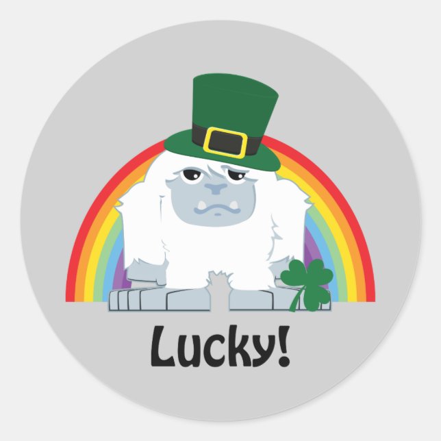 Lucky Yeti Leprechaun Classic Round Sticker (Front)
